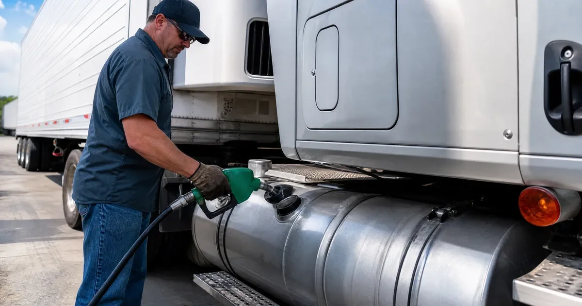 Reefer fuel pump and red dyed diesel at a truck stop