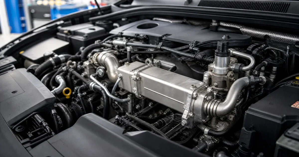 Diesel engine EGR cooler component showing signs of failure